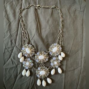 Charming Charlie Statement Necklace White and Silver 🤍